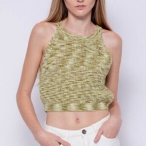 Y2K Green Festival Sexy Summer Knit Cropped Tank Top.